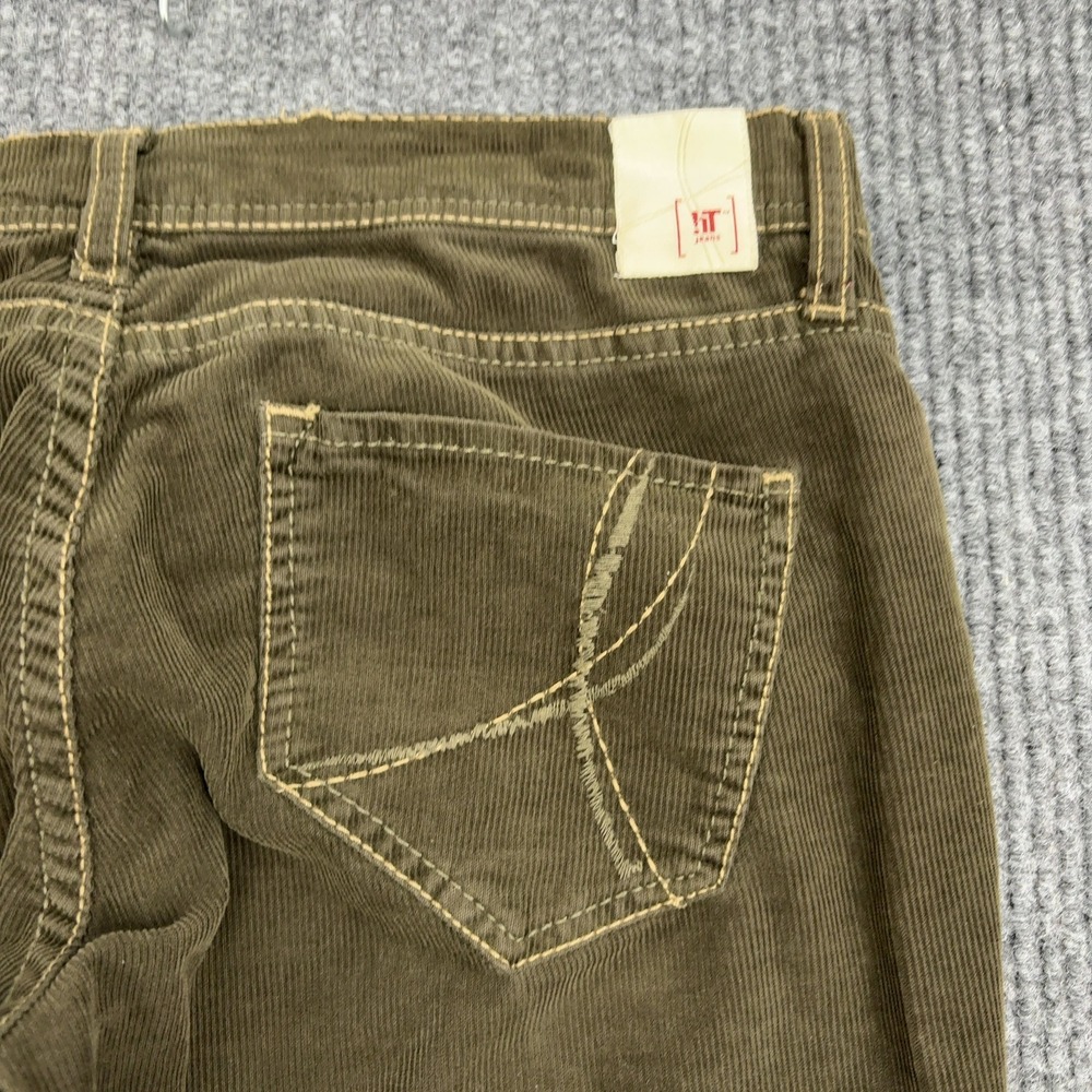 iT Jeans Corduroy Pants Womens 27 Olive Green Flare Low Rise Hottie Y2K Boho - Picture 9 of 10